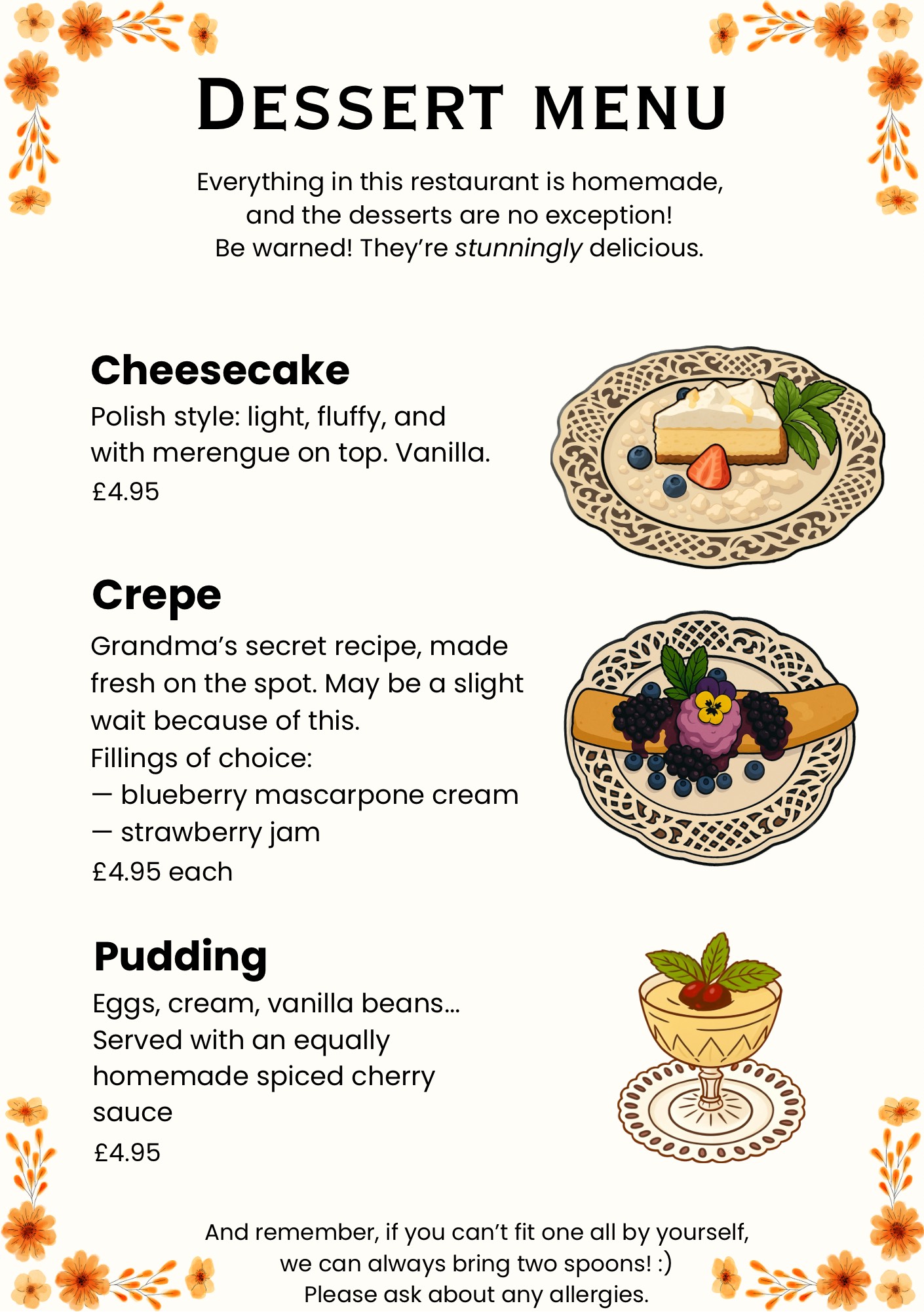 Menu Visit and Taste