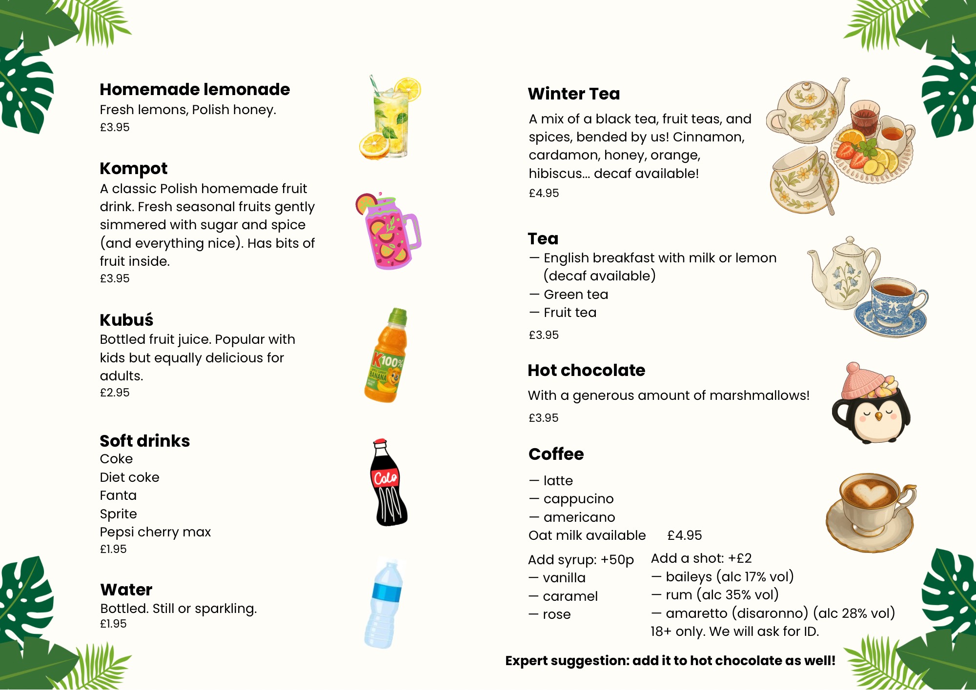 Menu Visit and Taste